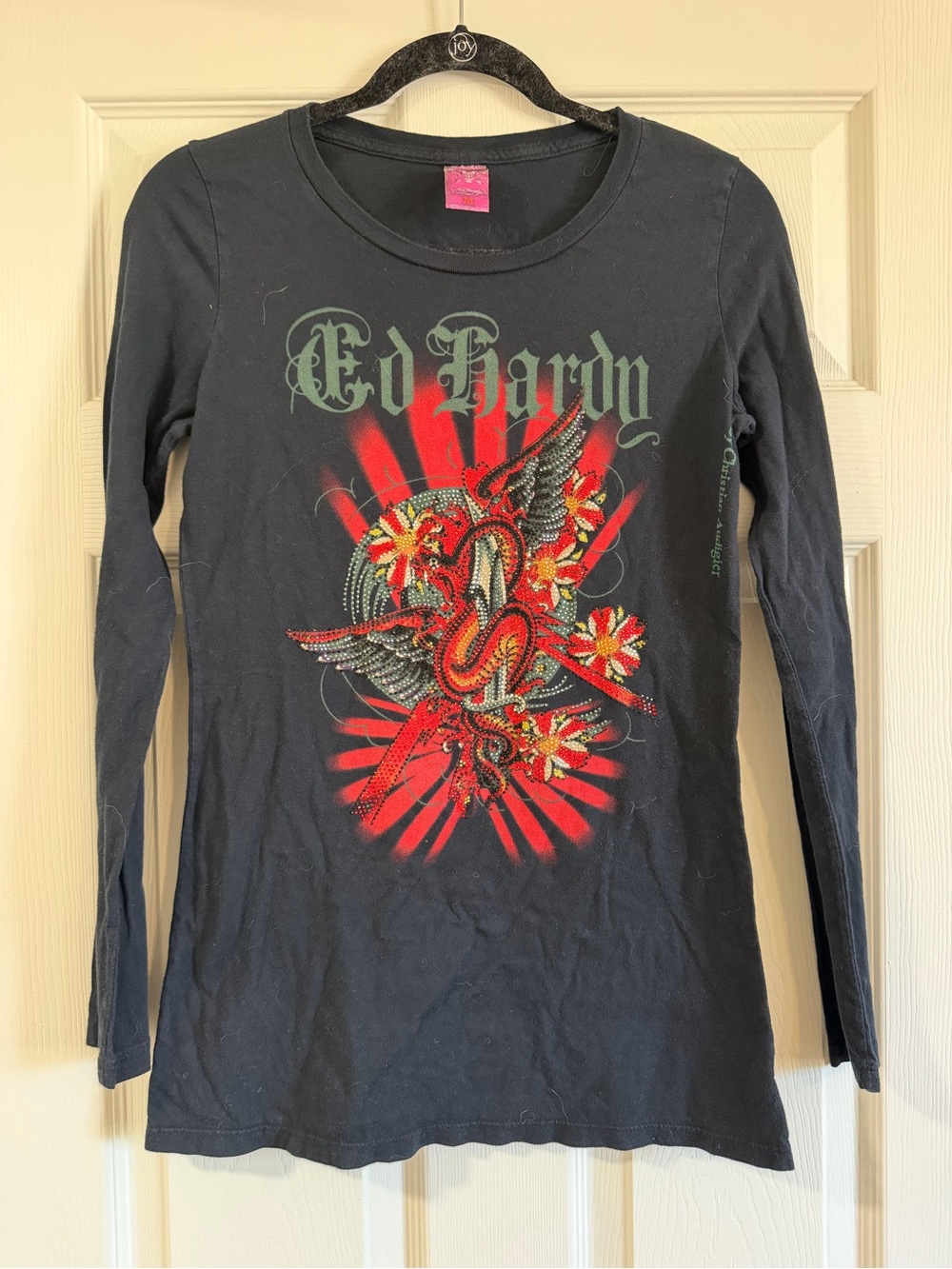 Ed Hardy Long Sleeve Bedazzled Top